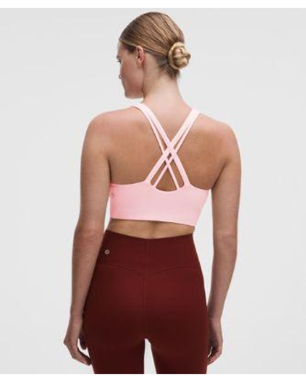 lululemon athletica Red – Energy High-Neck Longline Sports Bra Medium Support, B–D Cups Evolve Wordmark – – Size Large