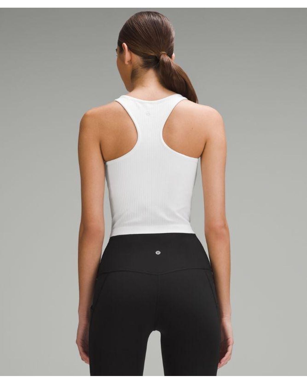lululemon athletica Gray – Ebb To Street Cropped Racerback Tank Top Light Support, B/C Cup – – Size 14