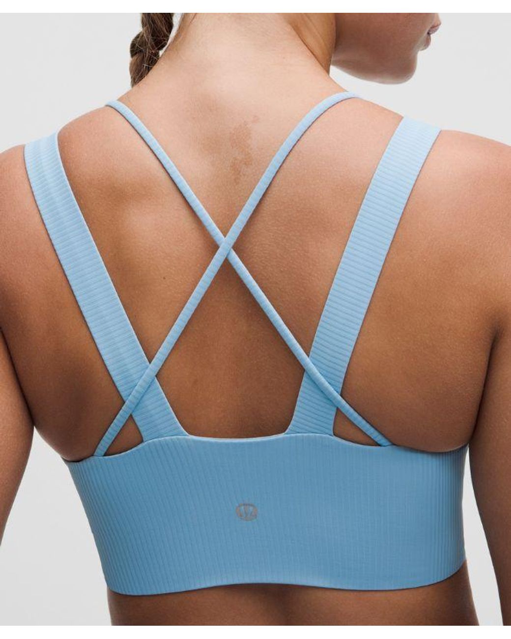 lululemon athletica Blue – Like A Cloud Ribbed Longline Sports Bra Light Support, D/Dd Cup – – Size 14