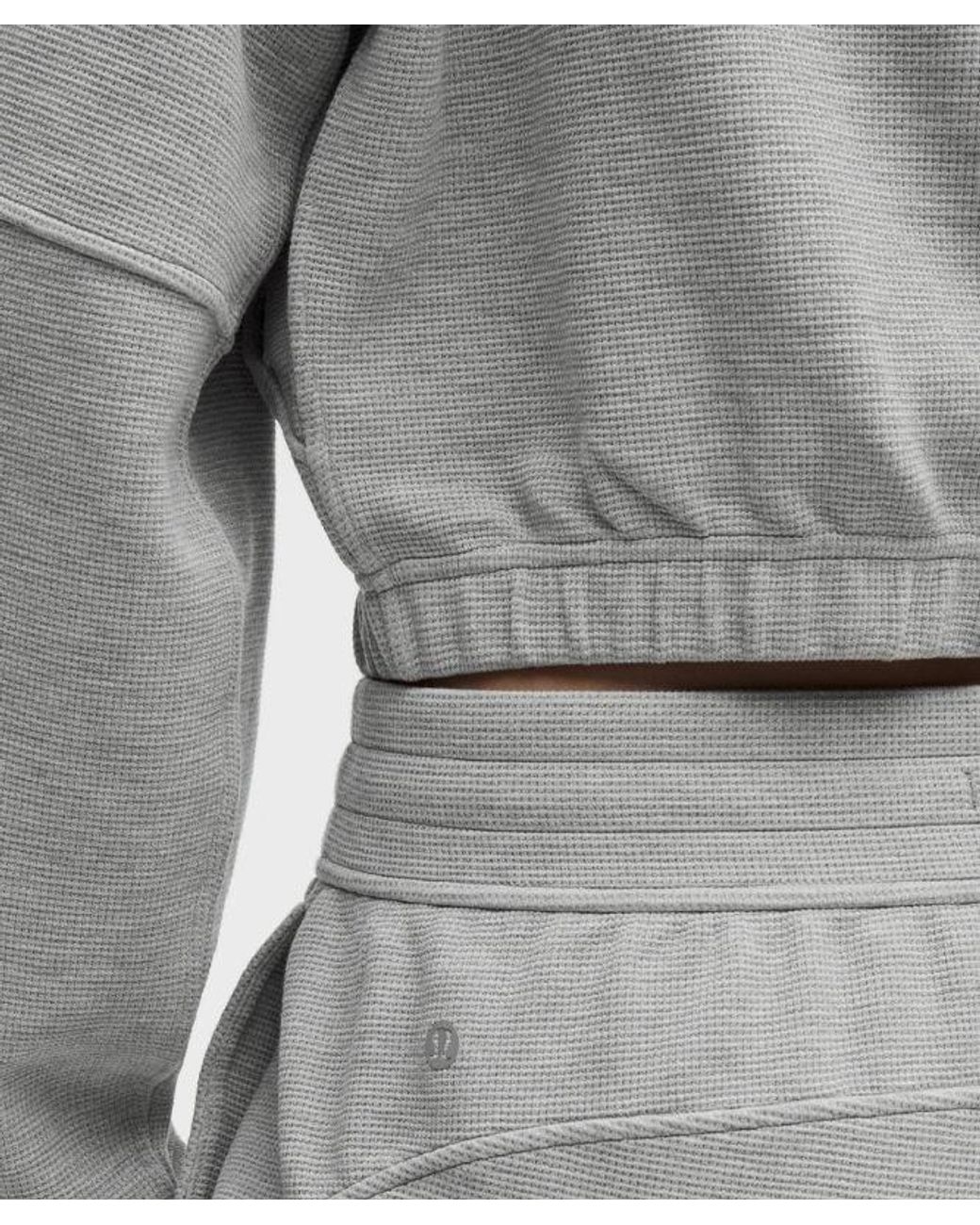 lululemon athletica Gray – Scuba Cropped Funnel-Neck Half Zip Sweatshirt Waffle – – Size Large