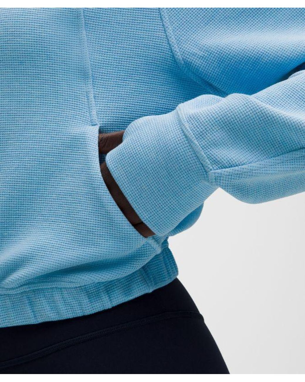 lululemon athletica Blue – Scuba Cropped Funnel-Neck Half Zip Sweatshirt Waffle – – Size Large