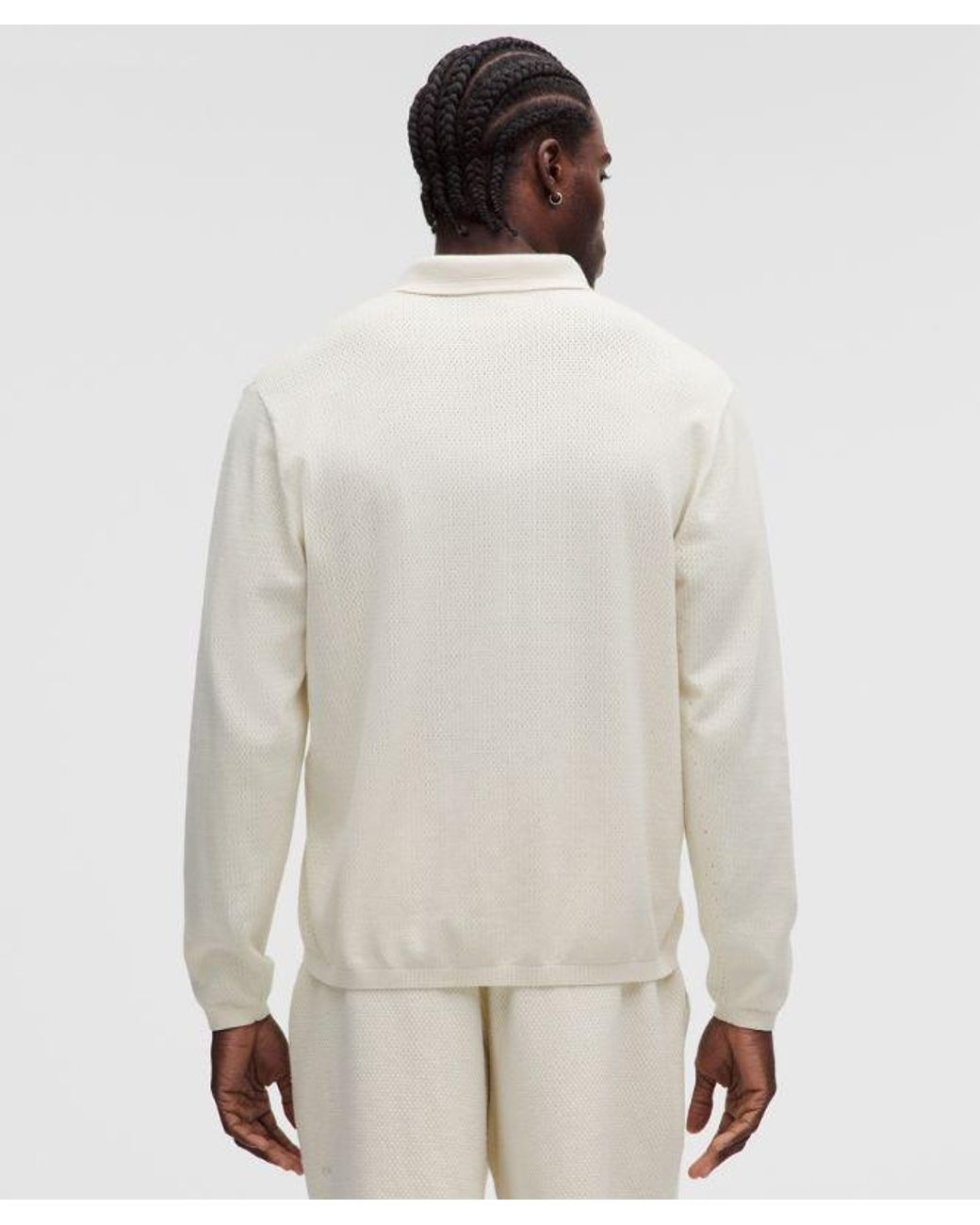 lululemon athletica Natural – Knit Long-Sleeve Polo Shirt – Cotton-Blend – – Size Large for men
