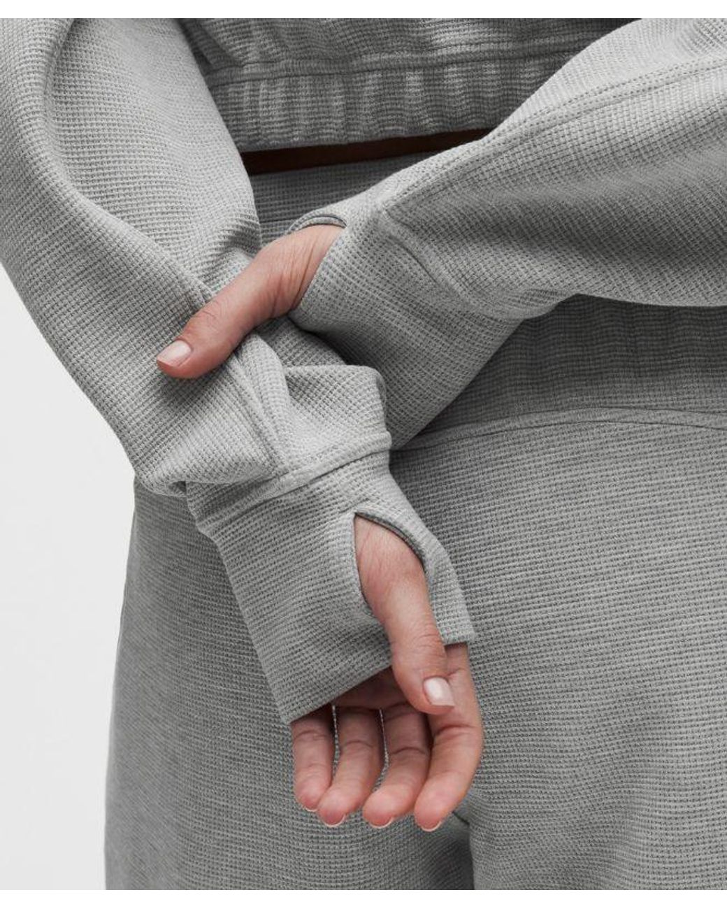 lululemon athletica Gray – Scuba Cropped Funnel-Neck Half Zip Sweatshirt Waffle – – Size Large