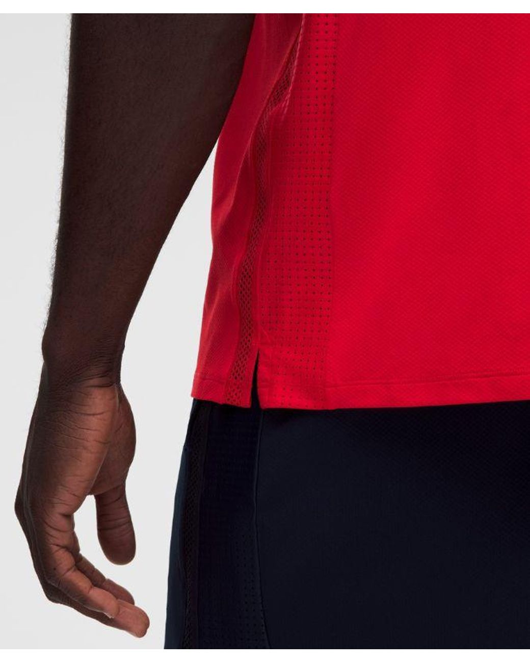 lululemon athletica Red Uv-Protective Mesh Panelled Tennis Shirt for men