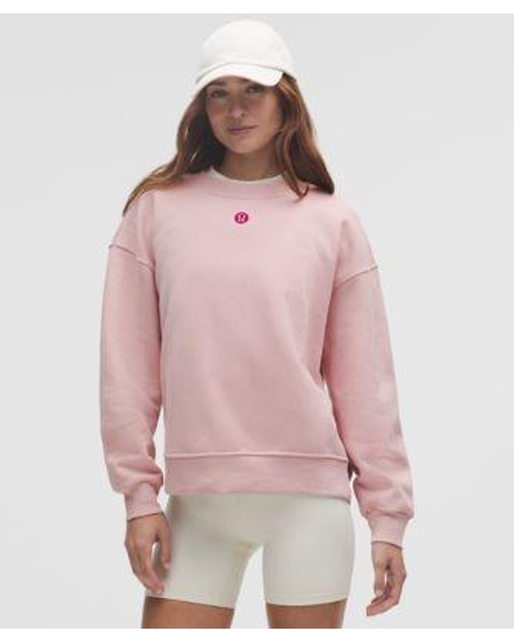 lululemon athletica Pink – Perfectly Oversized Fleece Crew Sweatshirt Logo – –