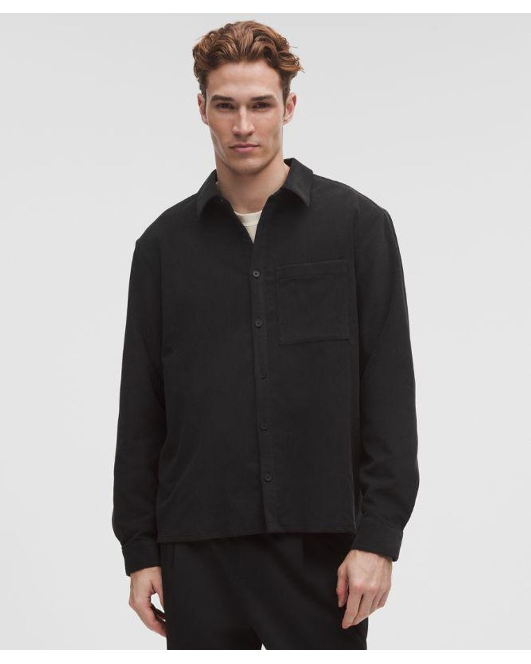 lululemon athletica Black Corduroy Relaxed-Fit Long-Sleeve Button-Up Shirt for men