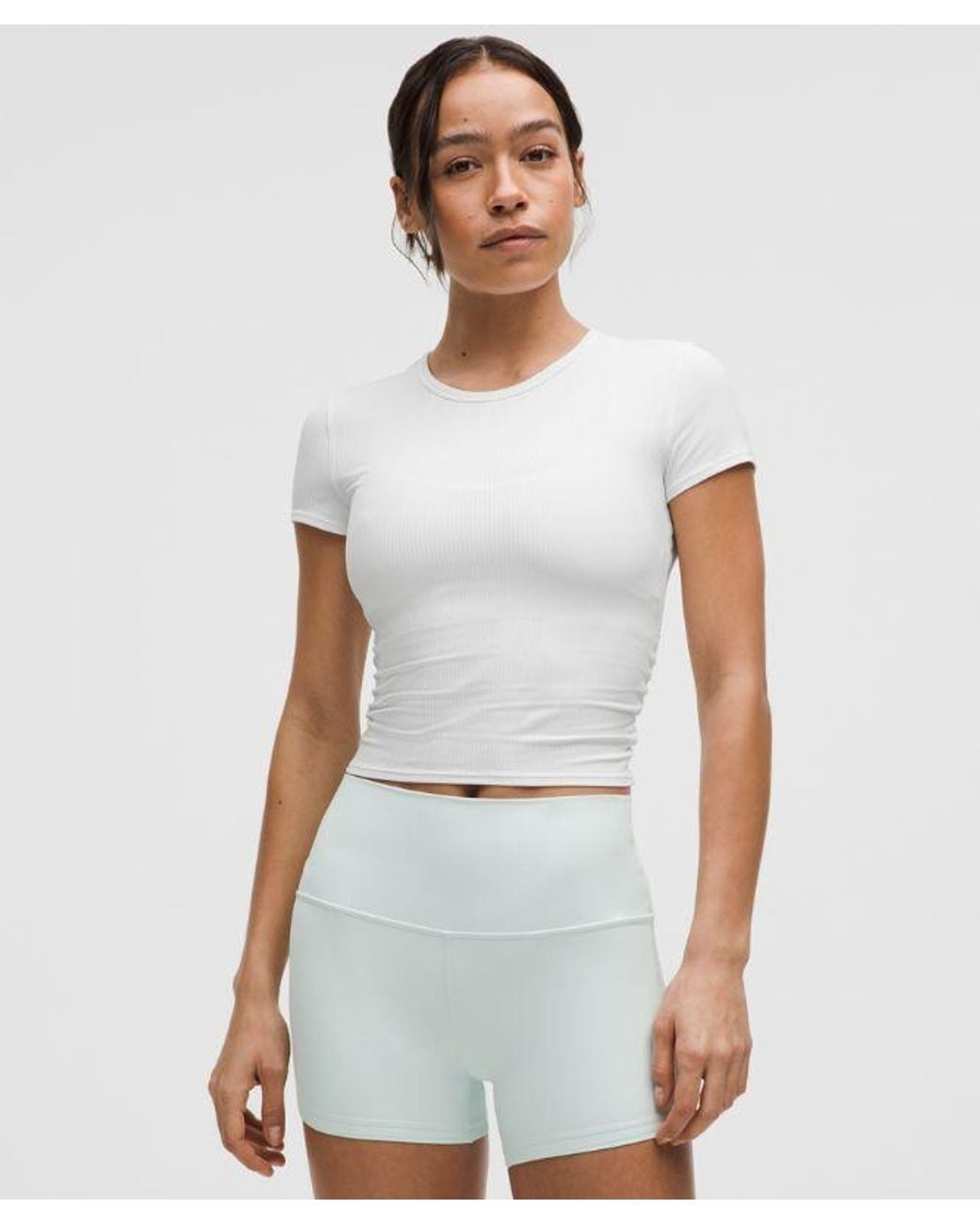 lululemon athletica White All It Takes Back-Twist Ribbed Short-Sleeve Shirt
