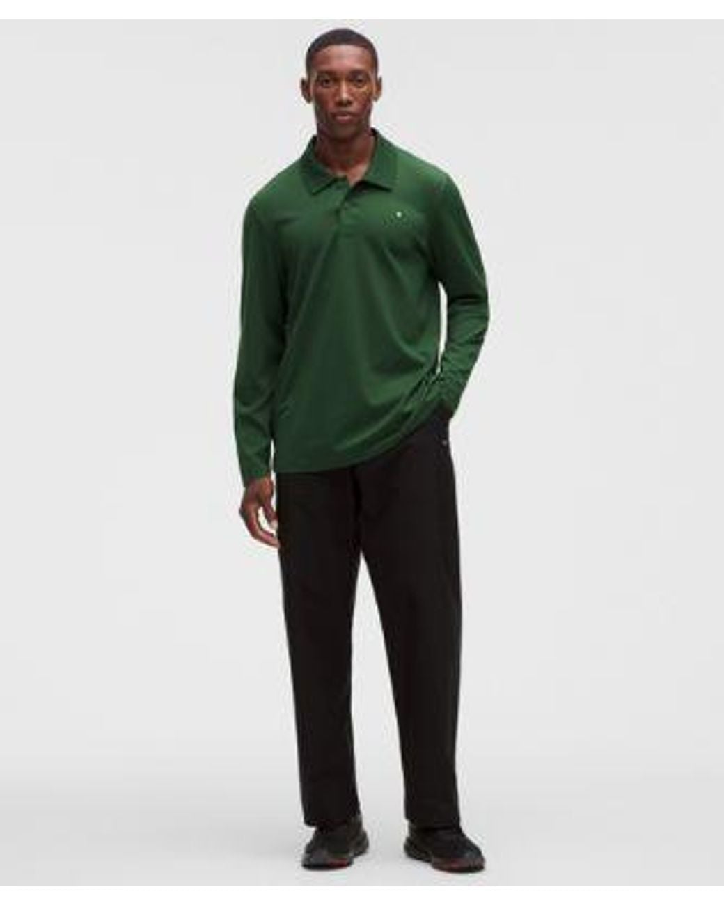 lululemon athletica Green – Showzero Classic-Fit Long-Sleeve Polo Shirt Mesh Panel – – Size Large for men