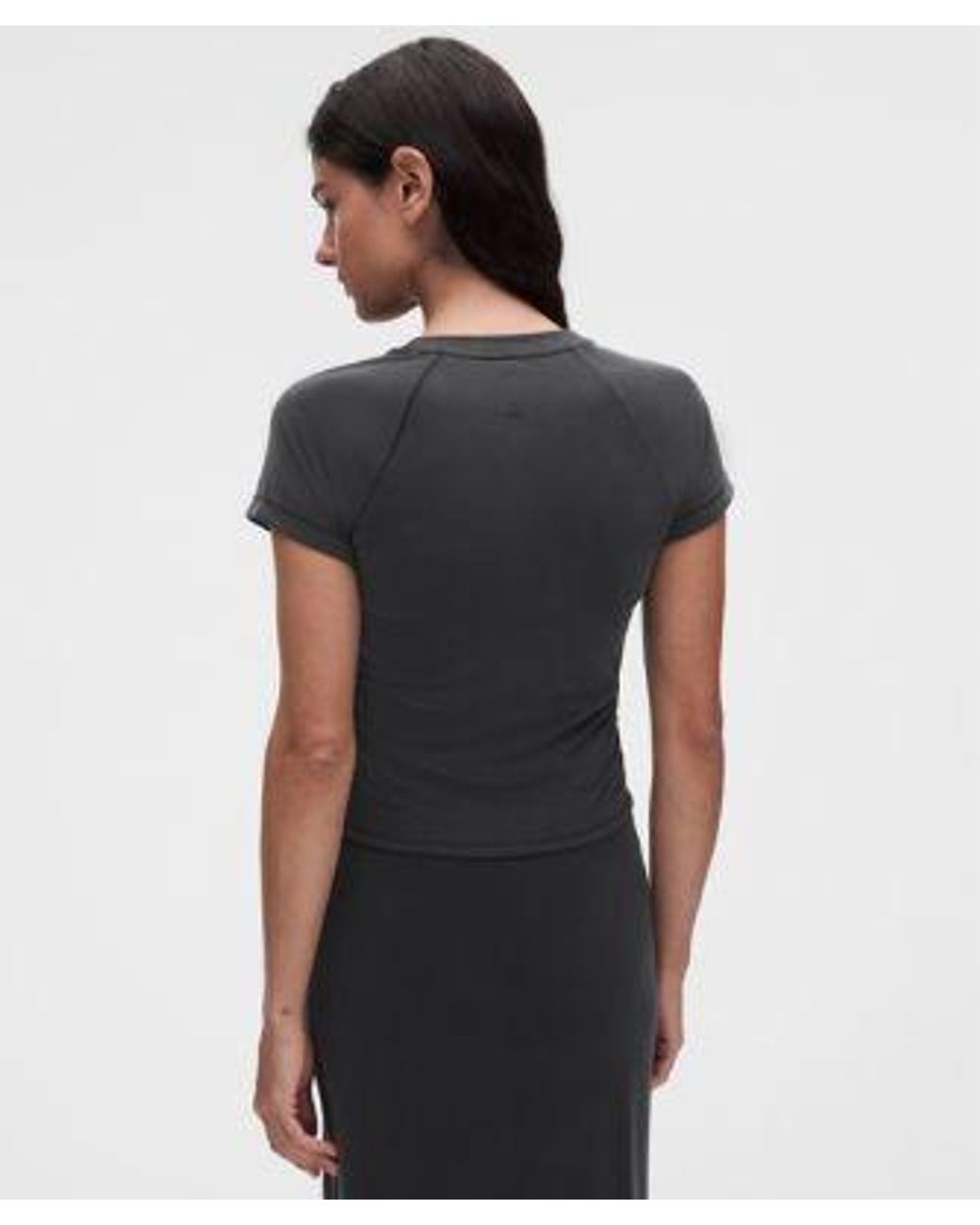 lululemon athletica Black – Micro-Rib Drapey Softstreme Baby Tee – – Size Medium