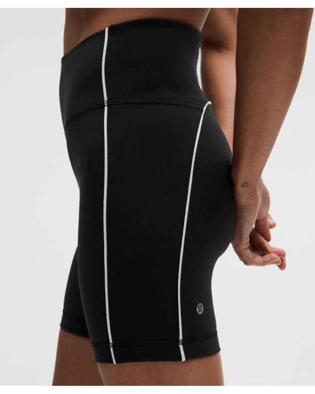 lululemon athletica Black Wunder Train No-Line Piped High-Rise Short 6"