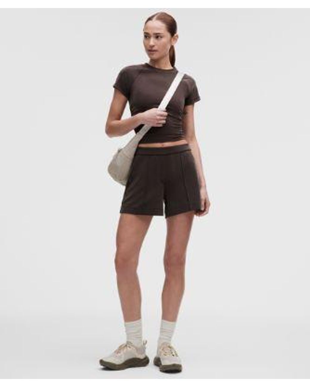 lululemon athletica Brown – Micro-Rib Drapey Softstreme Baby Tee – – Size Medium
