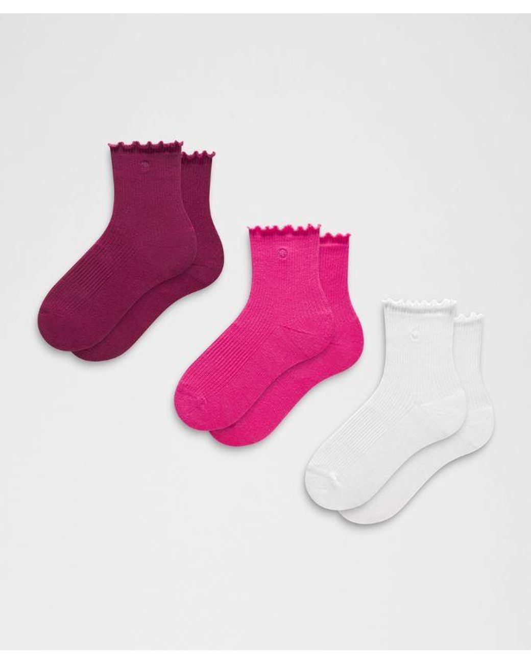 lululemon athletica Pink Lettuce Edge Quarter Socks