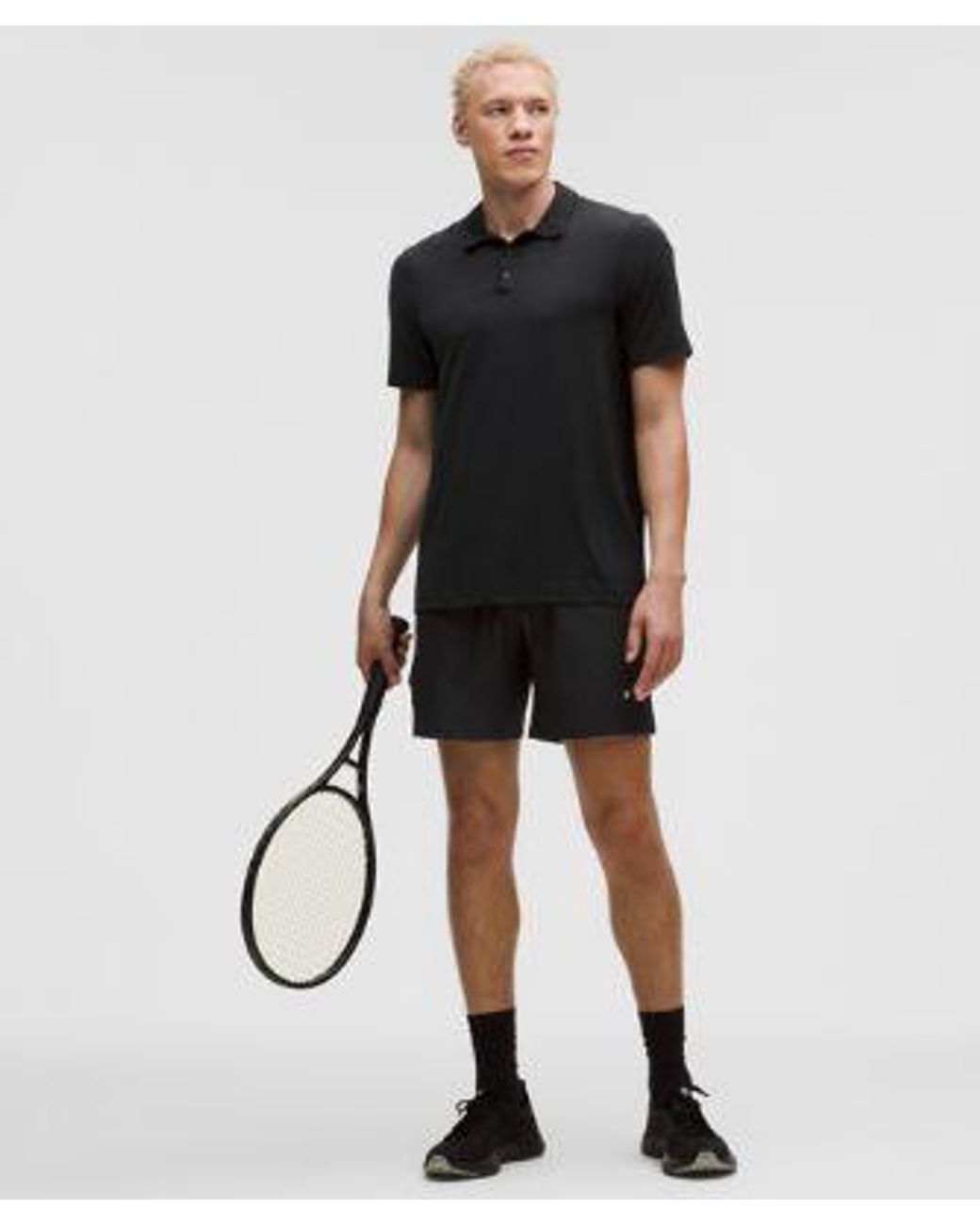 lululemon athletica Black Striped Mesh Tennis Short 7" for men