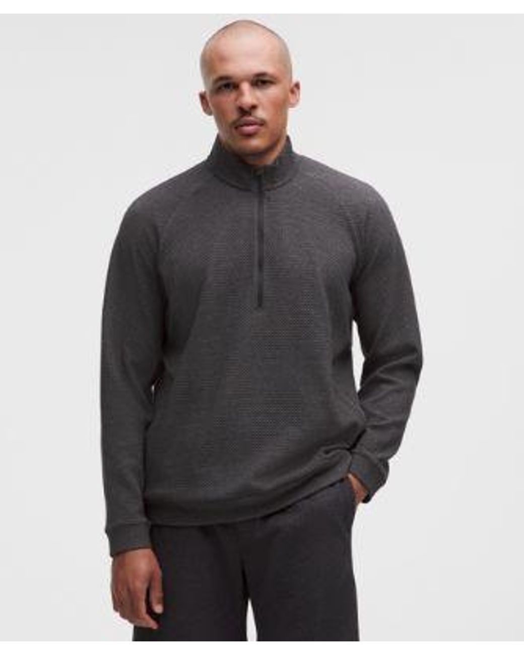 lululemon athletica Gray Textured Double-Knit Cotton Half Zip for men