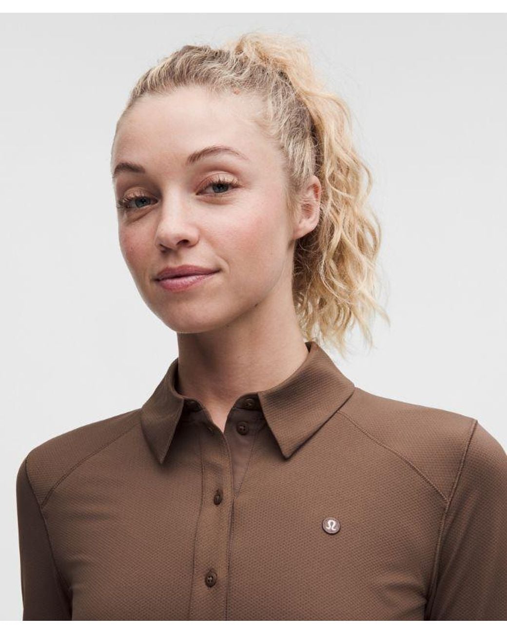 lululemon athletica Brown Quick-Dry Long-Sleeve Polo Shirt