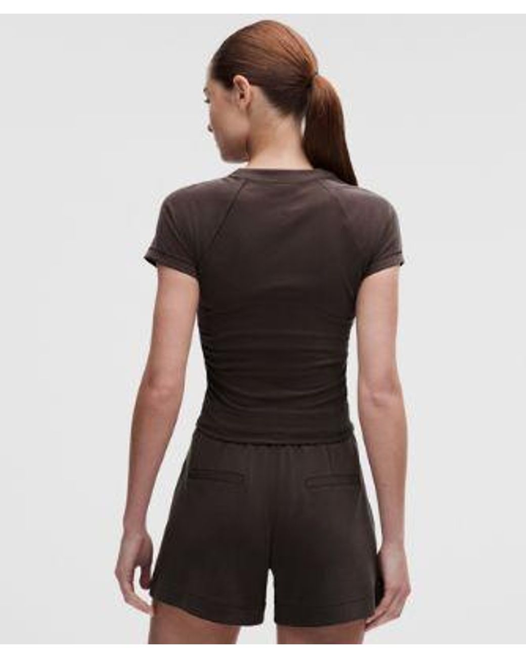 lululemon athletica Brown – Micro-Rib Drapey Softstreme Baby Tee – – Size Medium
