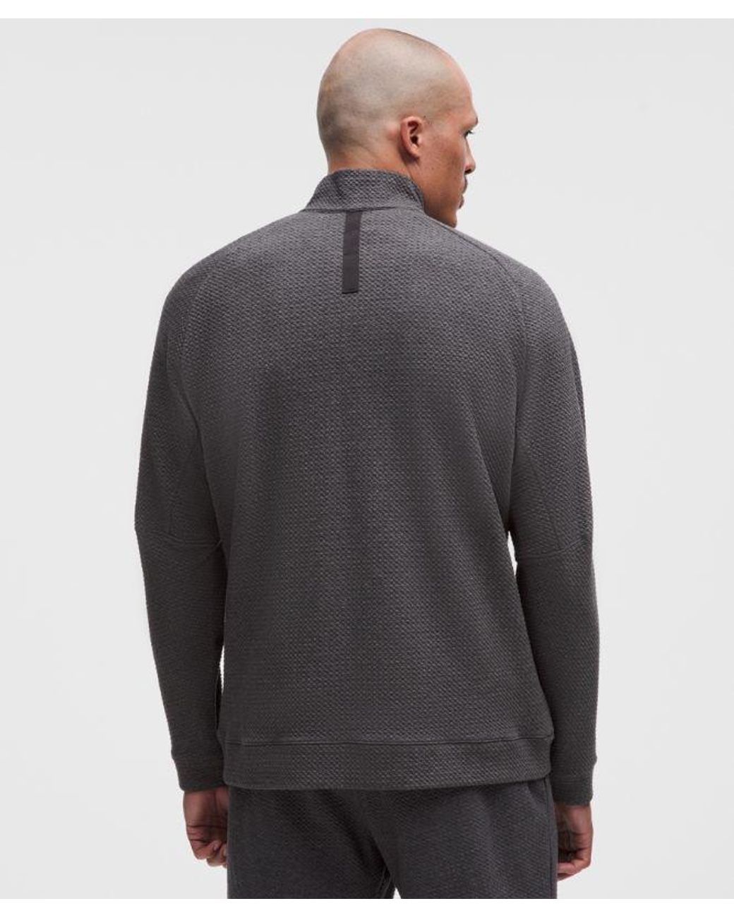 lululemon athletica Gray Textured Double-Knit Cotton Half Zip for men