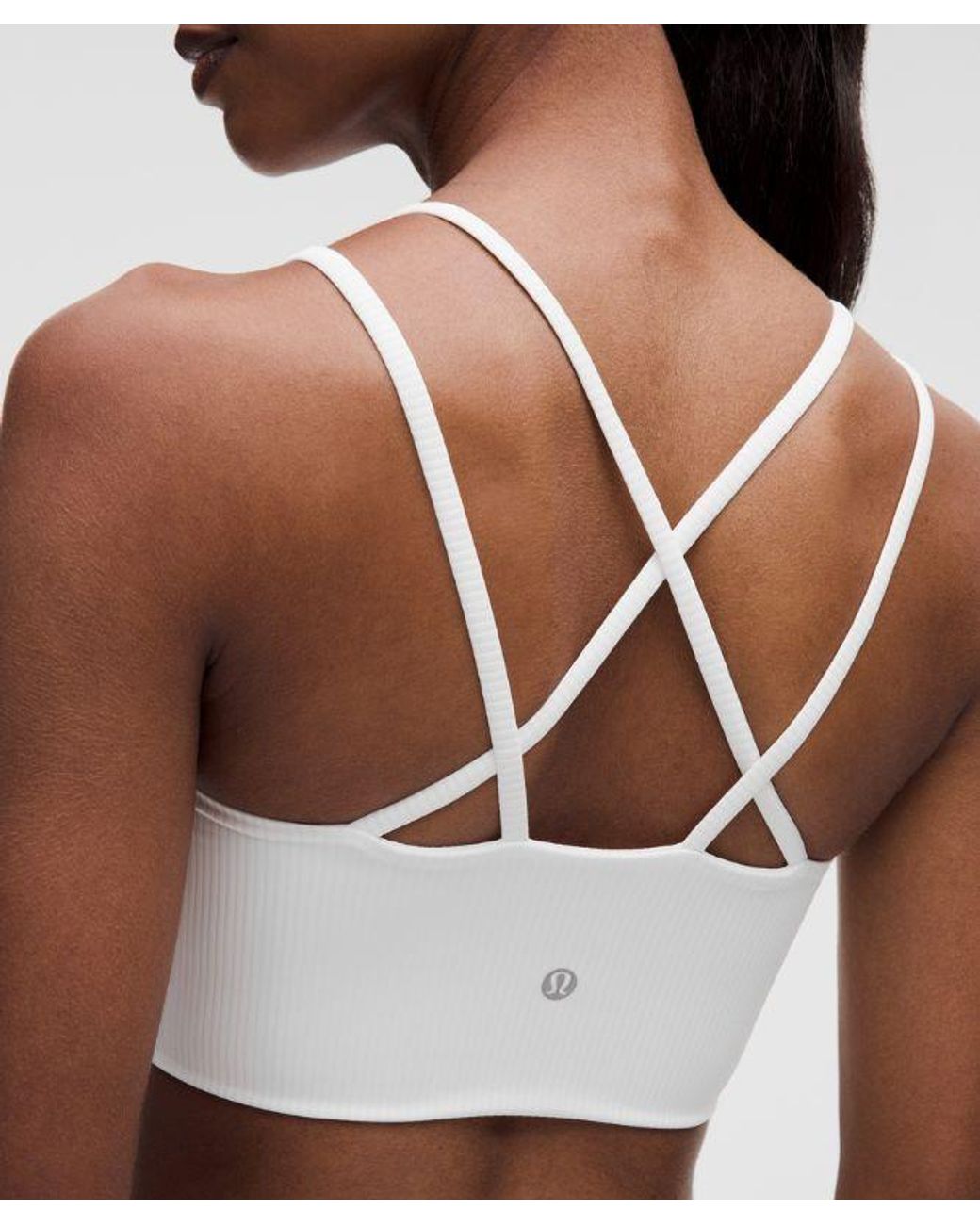 lululemon athletica White – Like A Cloud Ribbed Longline Sports Bra Light Support, B/C Cup – – Size 14