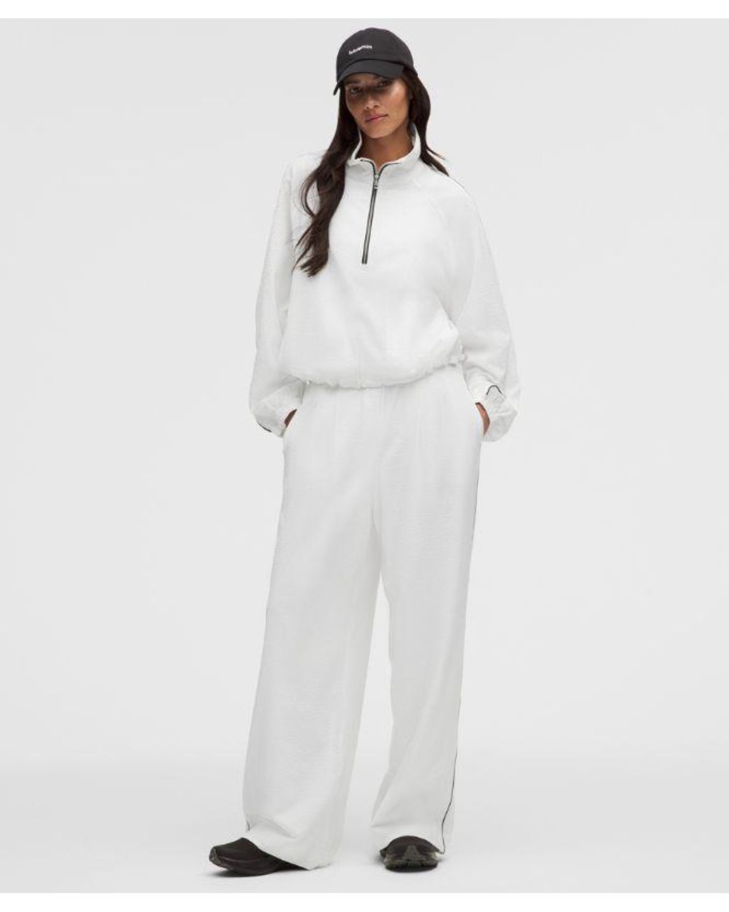 lululemon athletica White – Seersucker High-Rise Pleated Pants Regular – – Size Large