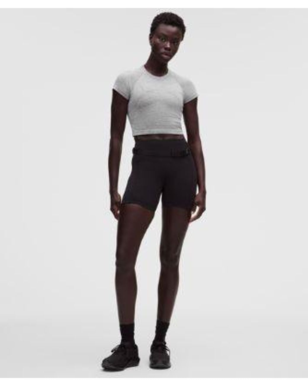 lululemon athletica Gray Swiftly Tech Cropped Short-Sleeve Shirt 2