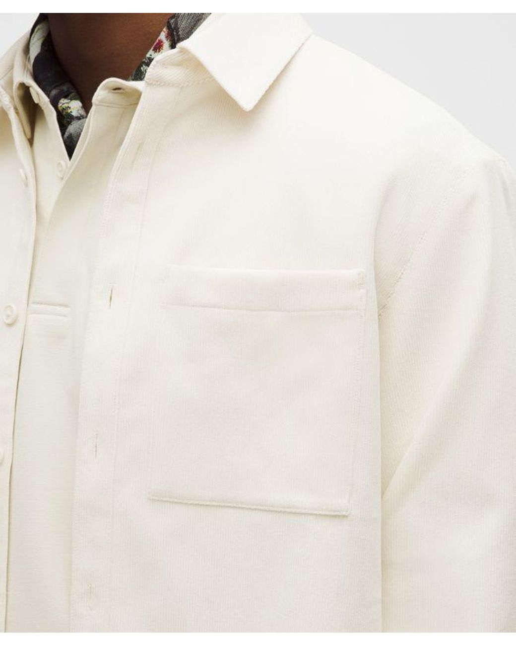 lululemon athletica White – Corduroy Relaxed-Fit Long-Sleeve Button-Up Shirt – – Size Large for men