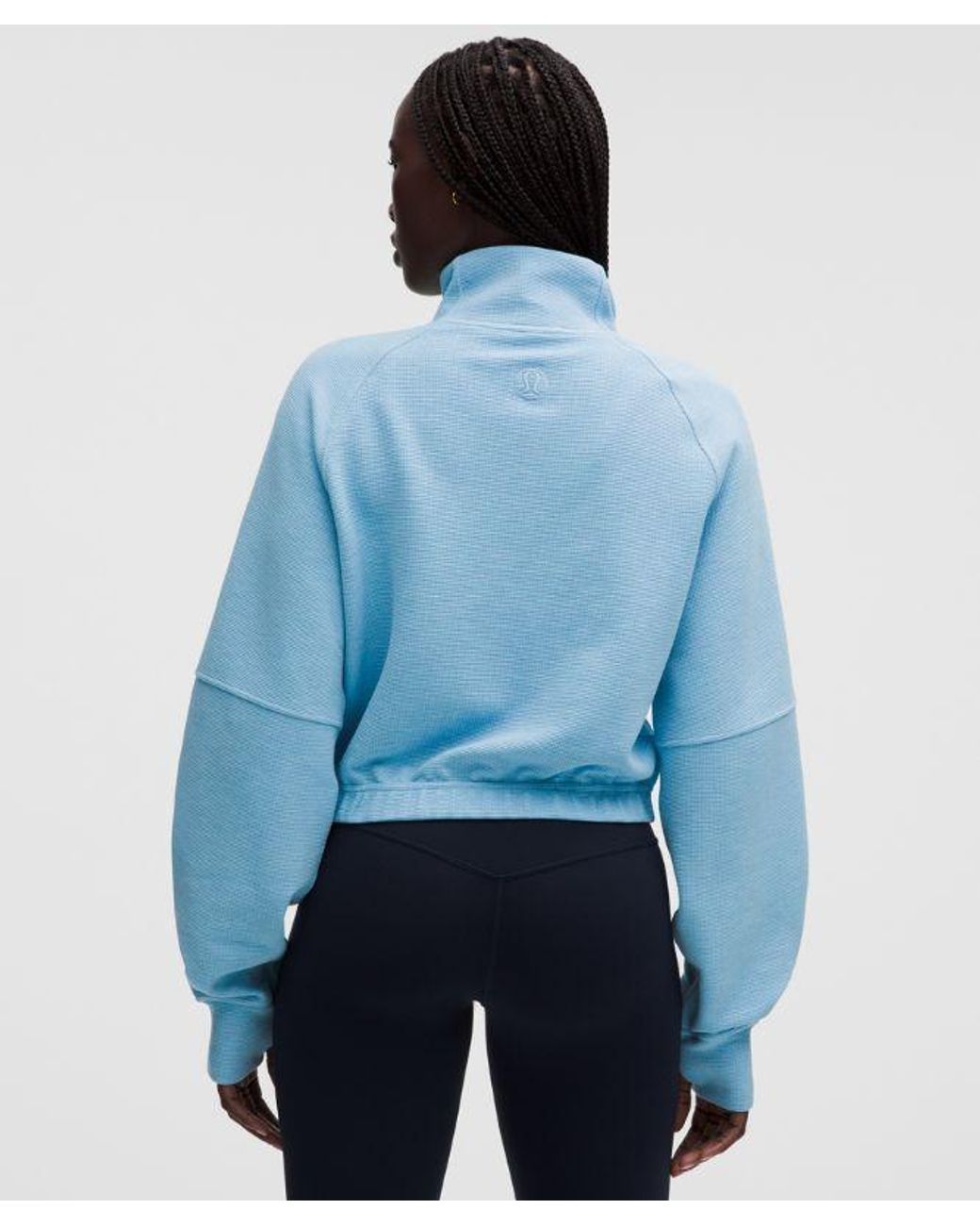 lululemon athletica Blue – Scuba Cropped Funnel-Neck Half Zip Sweatshirt Waffle – – Size Large