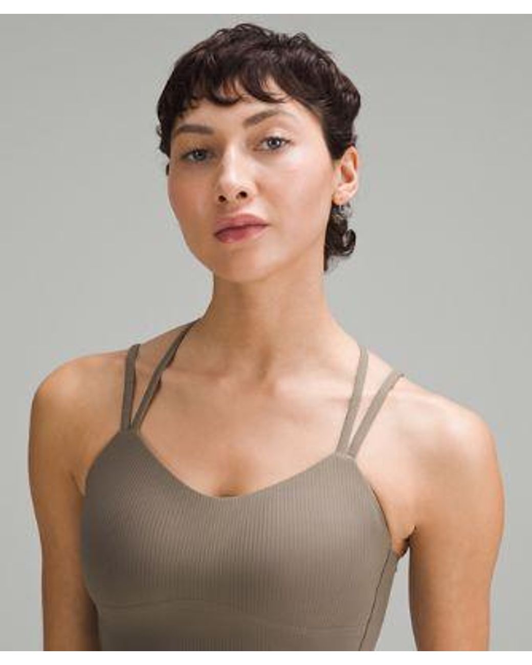 lululemon athletica Green – Like A Cloud Ribbed Longline Sports Bra Light Support, B/C Cup – – Size 14
