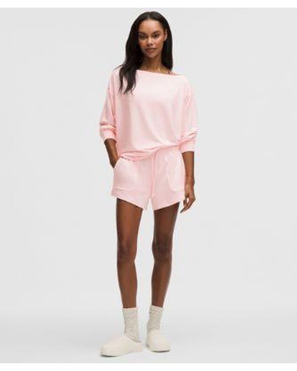 lululemon athletica Pink – Becalm Oversized Boatneck Long-Sleeve Shirt – – Size Medium