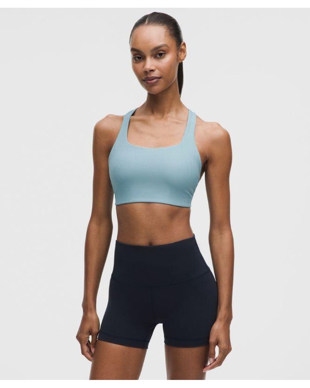 lululemon athletica Blue – All-Time Hero Ribbed Sports Bra Medium Support, B/C Cup – – Size Large