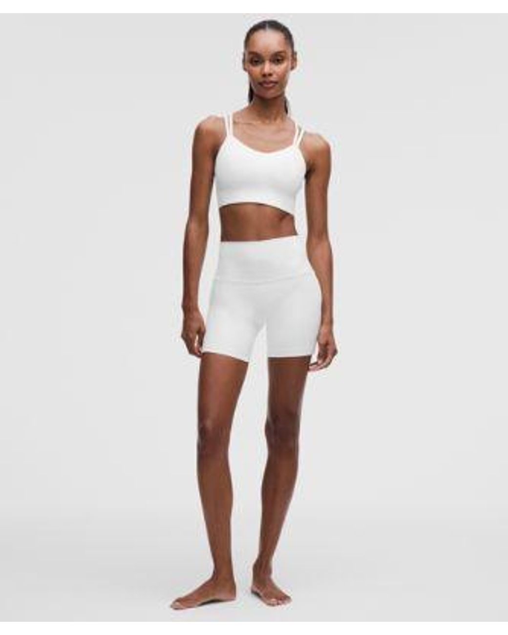 lululemon athletica White – Like A Cloud Ribbed Longline Sports Bra Light Support, B/C Cup – – Size 14