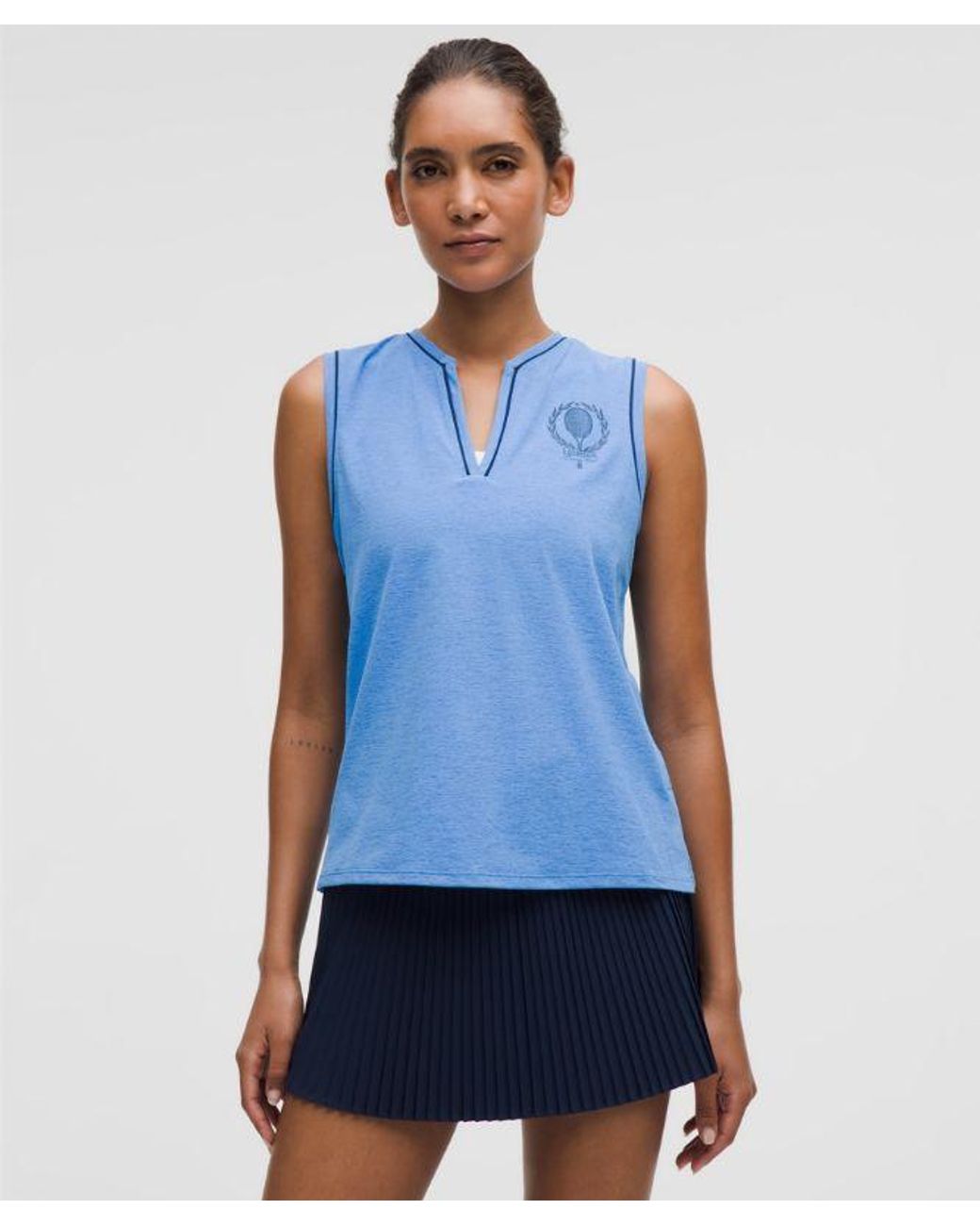 lululemon athletica Blue V-Neck Tennis Tank Top