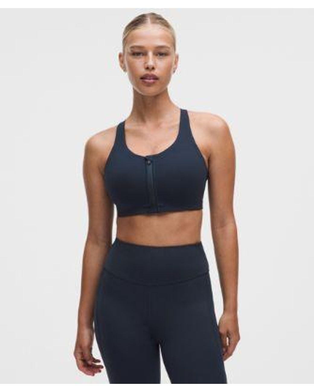 lululemon athletica Blue – Energy Zip-Front Sports Bra High-Support, B–G Cups – – Size 10