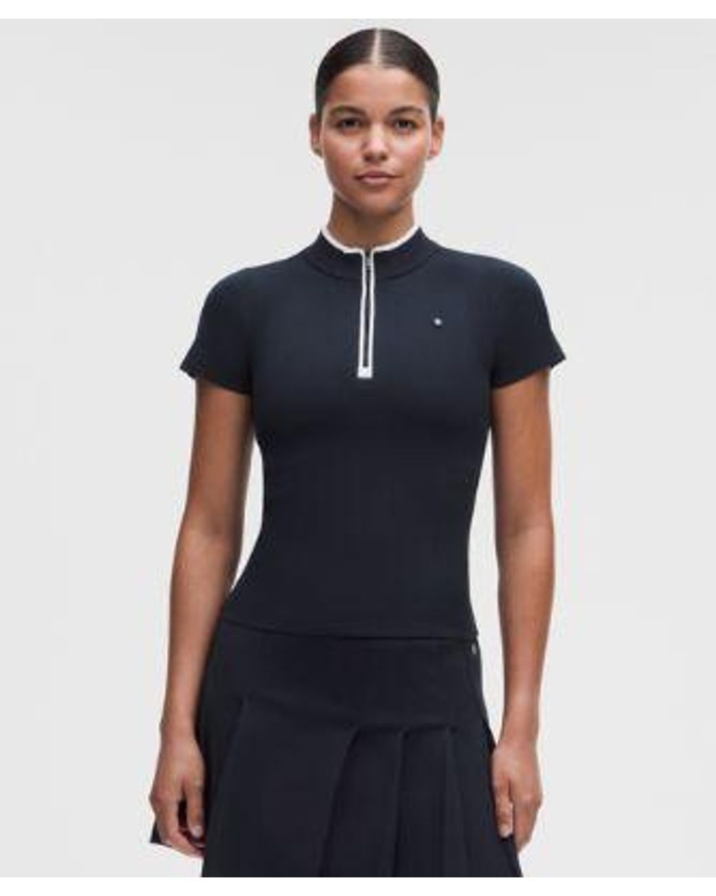 lululemon athletica Blue – Knit Golf Mockneck Short-Sleeve Shirt – – Size Large
