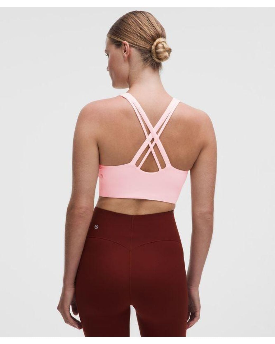 lululemon athletica Red – Energy High-Neck Longline Sports Bra Medium Support, B–D Cups Evolve Wordmark – – Size Large