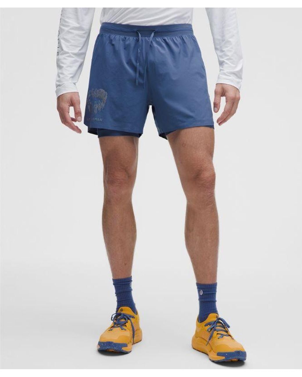lululemon athletica Blue – X Geoff Mcfetridge Fast And Free Lined Running Shorts – 5" – – Size Large for men