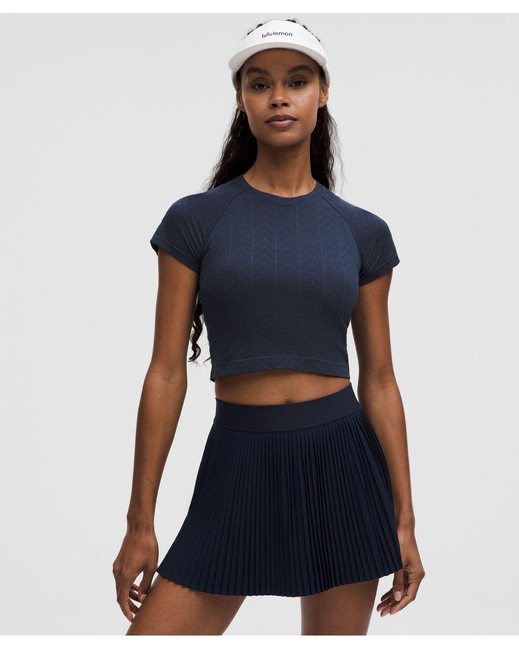 lululemon Swiftly Pointelle Cropped Short-Sleeve Shirt in Blue | Lyst