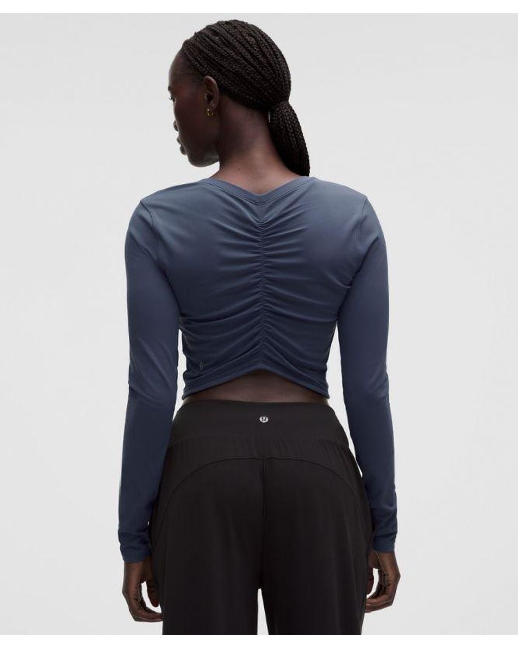 lululemon athletica Blue – All It Takes Centre-Ruched V-Neck Long-Sleeve Shirt – – Size 14
