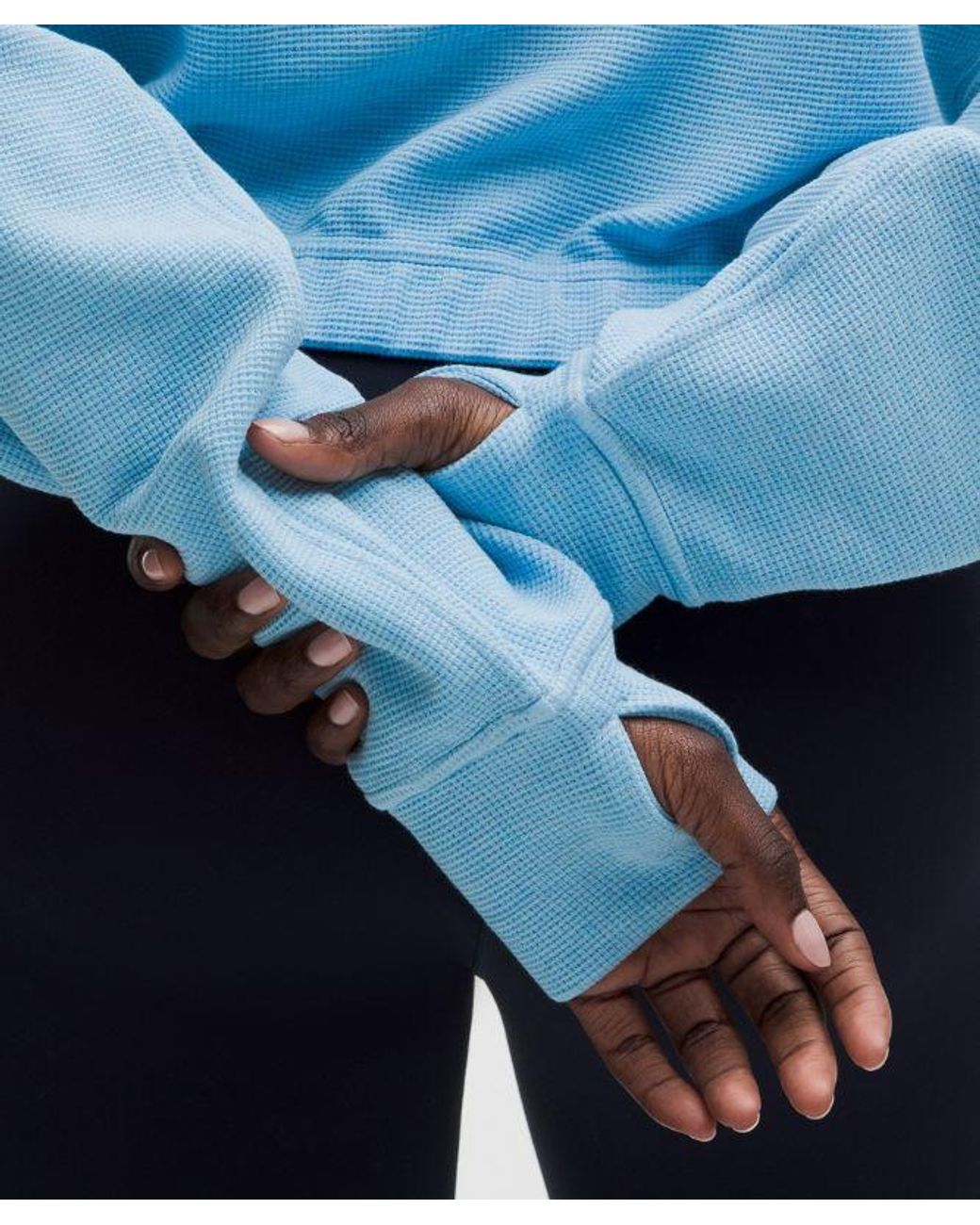 lululemon athletica Blue – Scuba Cropped Funnel-Neck Half Zip Sweatshirt Waffle – – Size Large