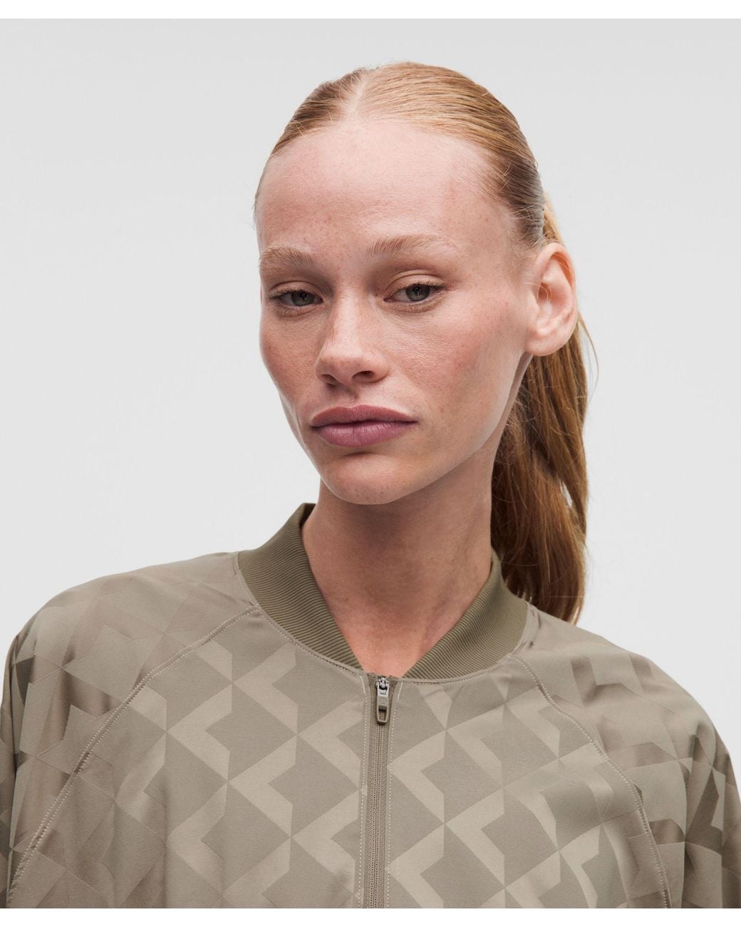 lululemon Monogram Satin Track Jacket in Brown | Lyst