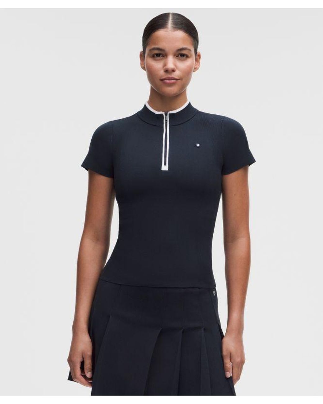 lululemon athletica Blue – Knit Golf Mockneck Short-Sleeve Shirt – – Size Large