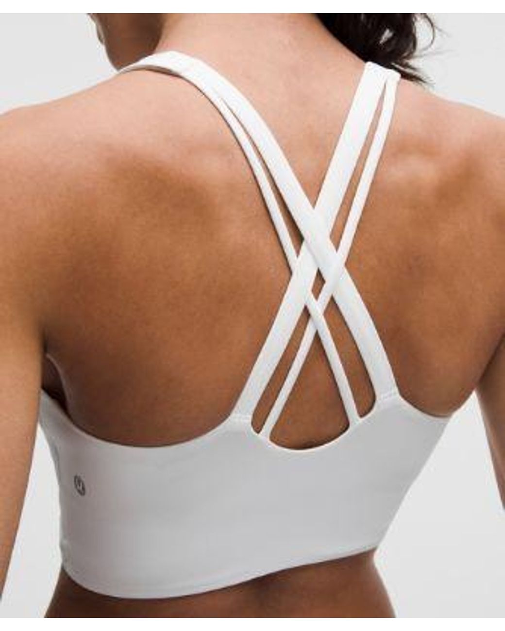 lululemon athletica White – Energy High-Neck Longline Sports Bra Evolve Medium Support, B-D Cups – – Size Large