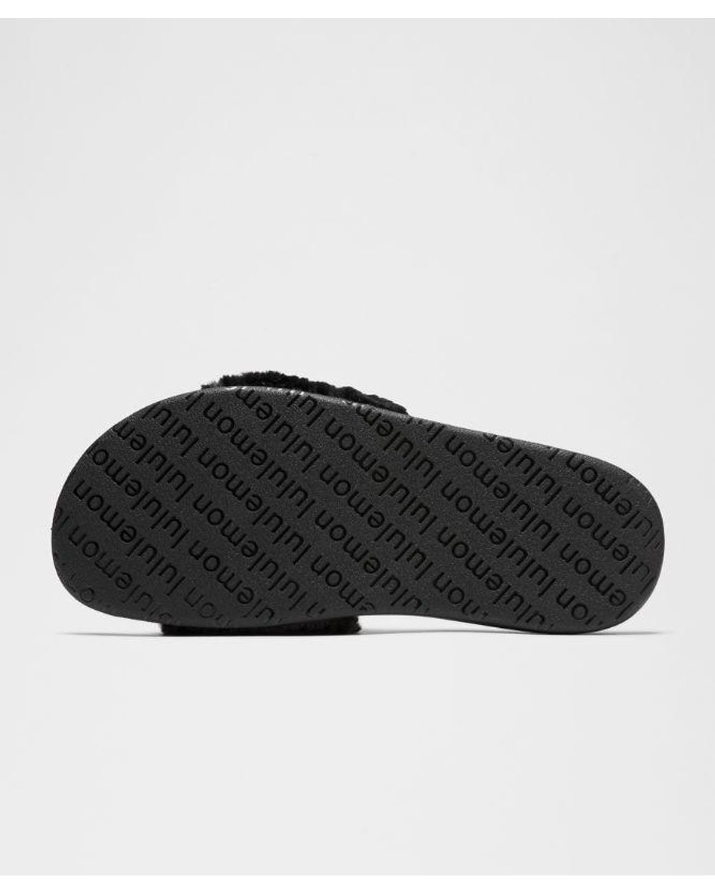lululemon athletica Black Restfeel Faux Fur Slide