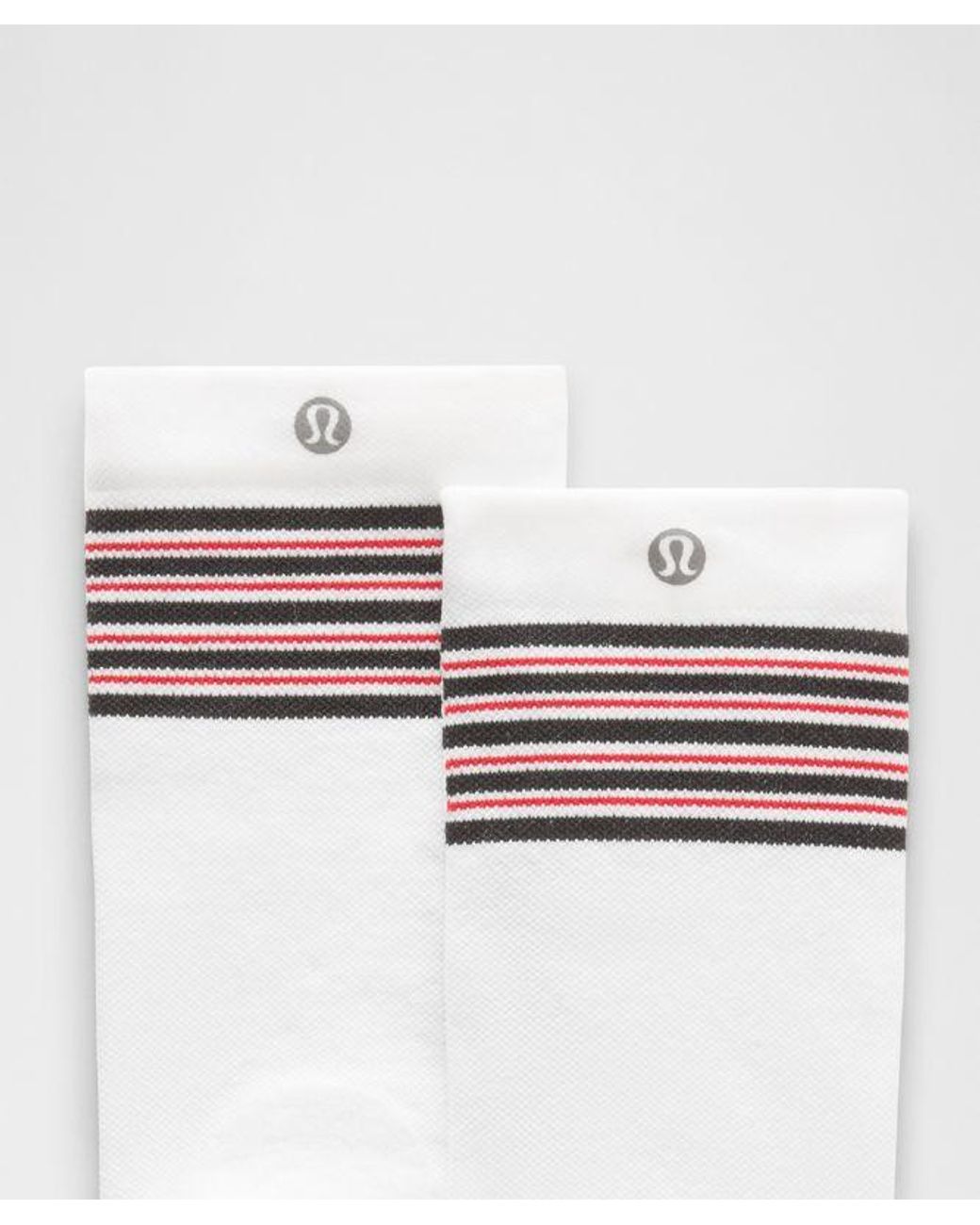 lululemon athletica White – Power Stride Crew Socks Stripe – – Size Large