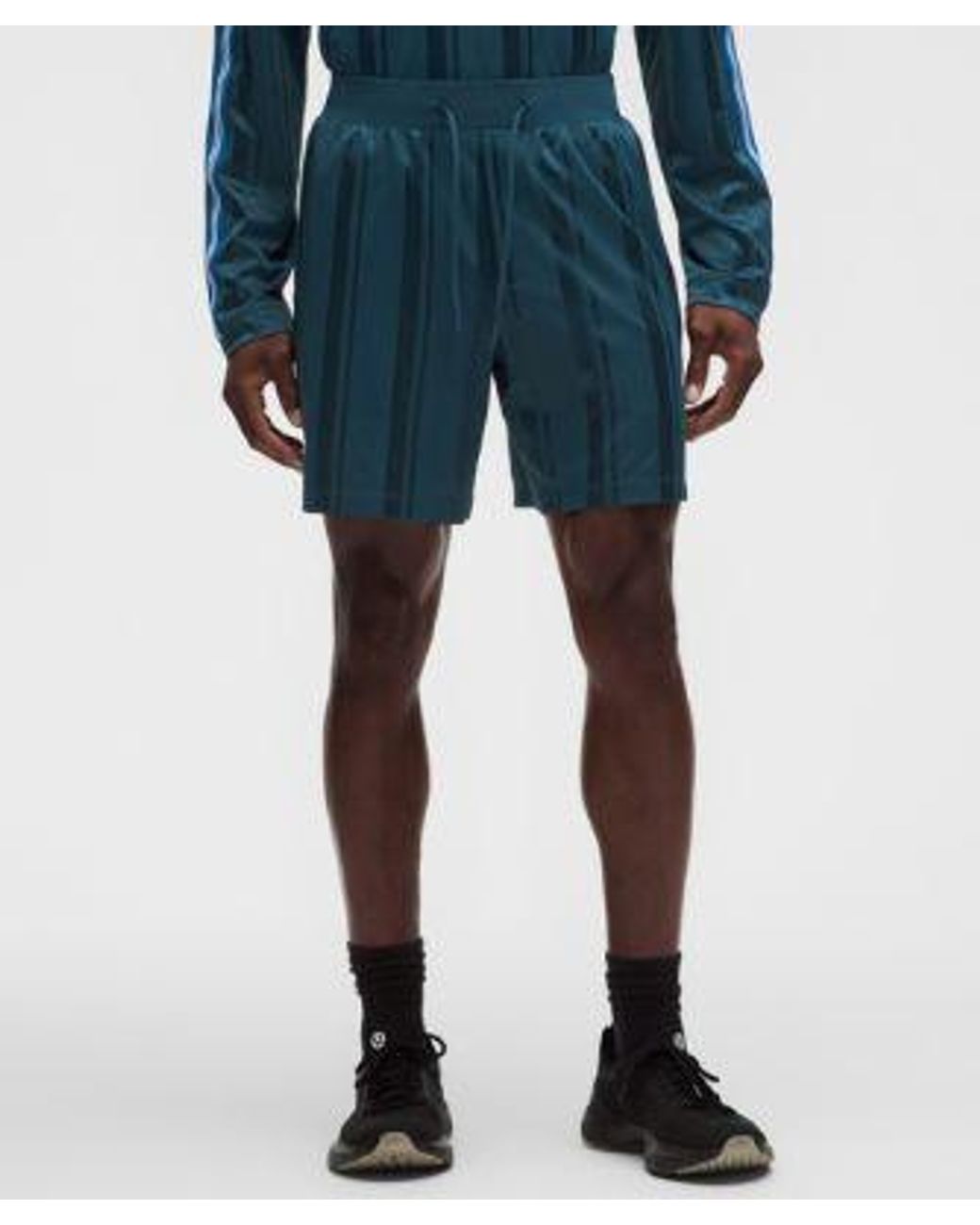 lululemon athletica Blue – Knit Stripe Linerless Training Shorts – 7" – – Size Large for men