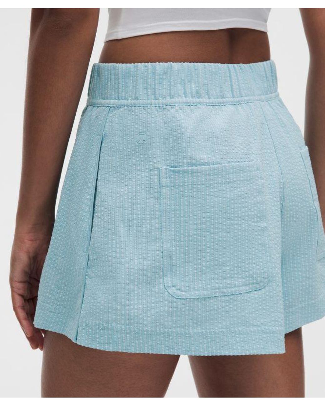lululemon athletica Blue – Seersucker High-Rise Pleated Shorts – 3.5" – /Pastel – Size Large