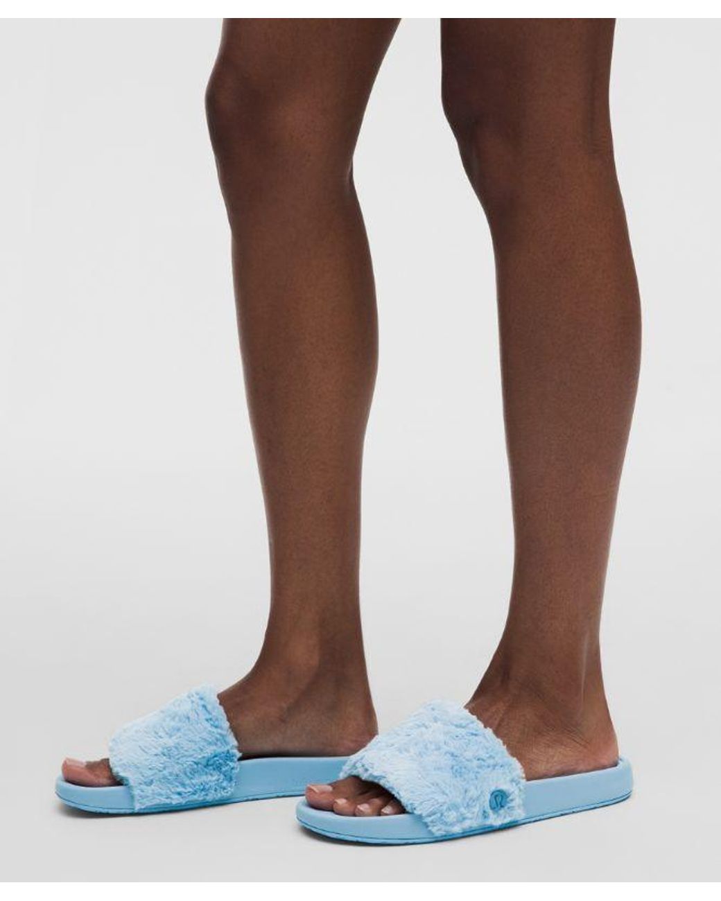 lululemon athletica Blue – Restfeel Faux Fur Slides – – Size 14