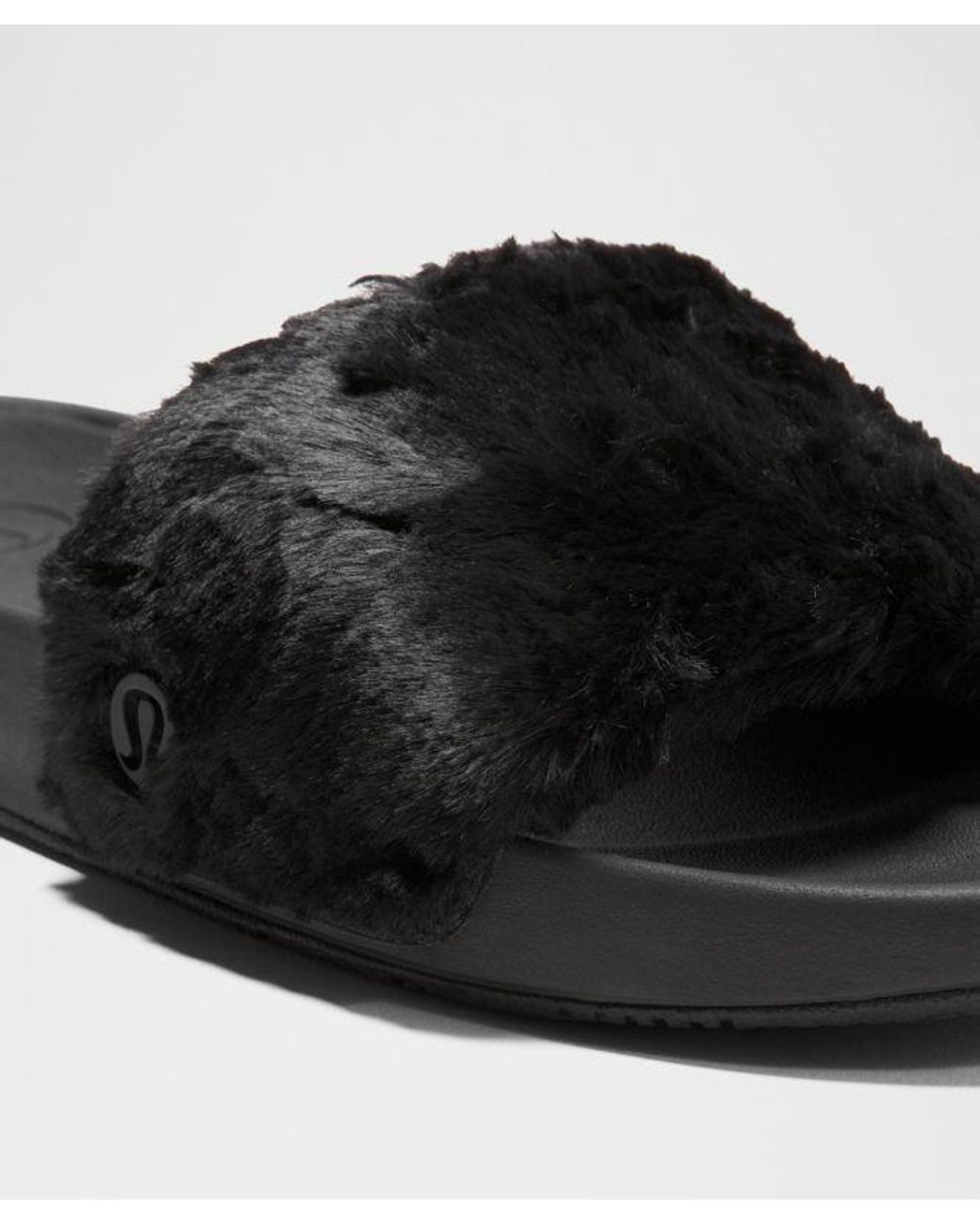 lululemon athletica Black Restfeel Faux Fur Slide