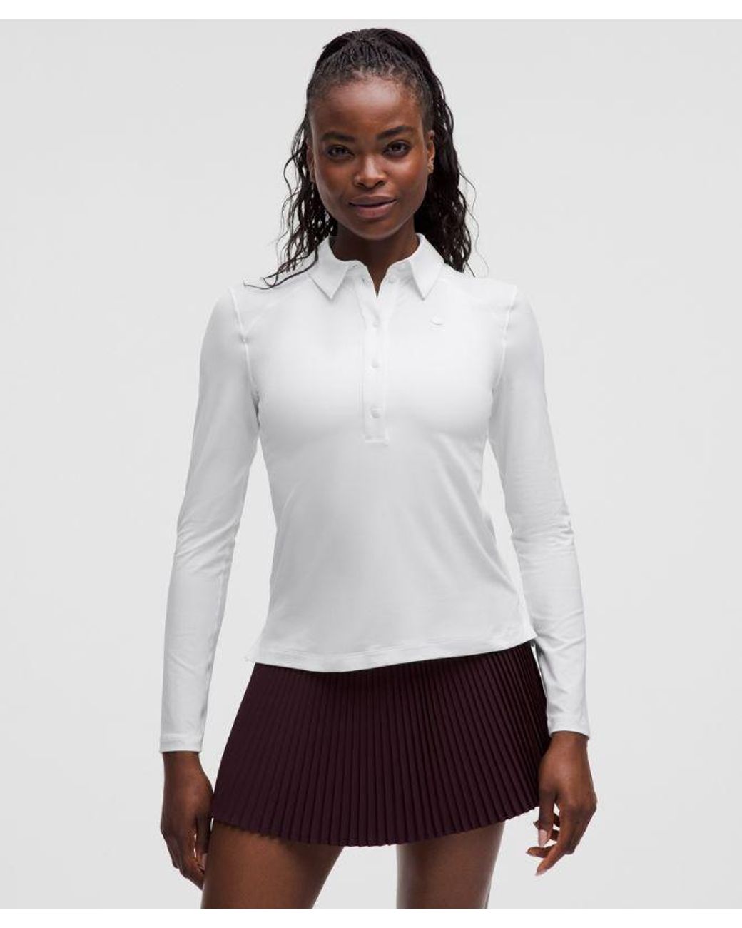 lululemon athletica White Quick-Dry Long-Sleeve Polo Shirt