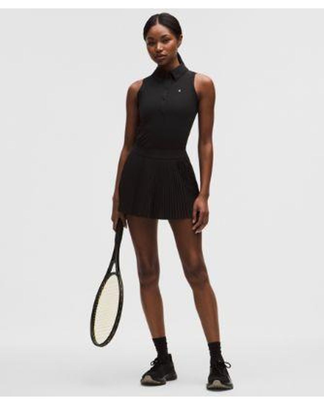lululemon athletica Black Quick-Dry Sleeveless Polo Shirt Straight Hem