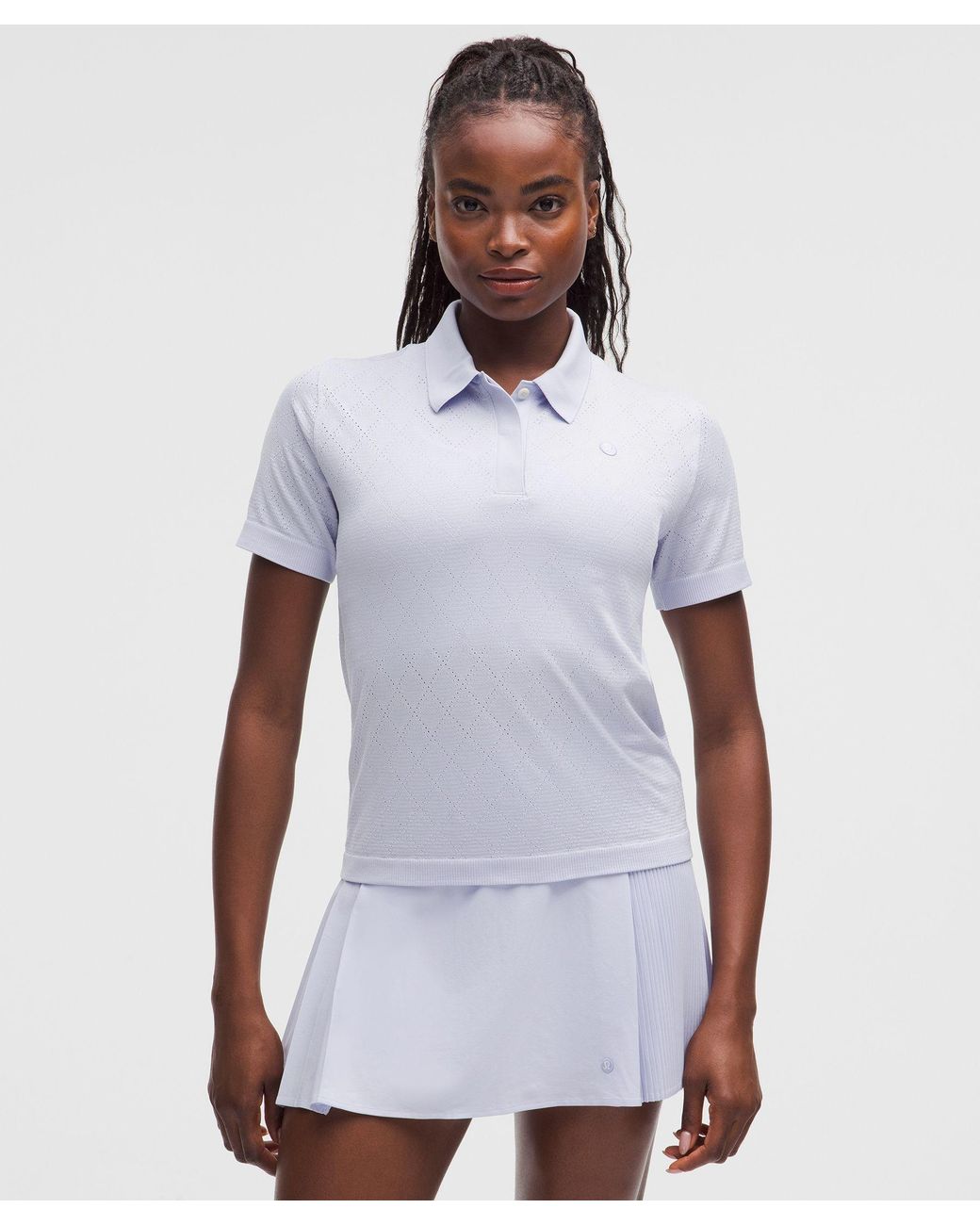 lululemon Swiftly Diamond-Knit Polo Shirt in White | Lyst